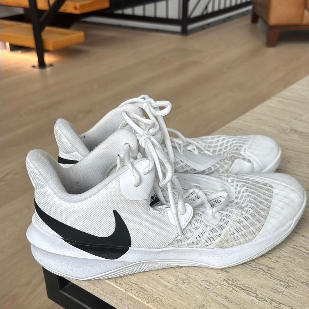 Nike White and Black volleyball shoes